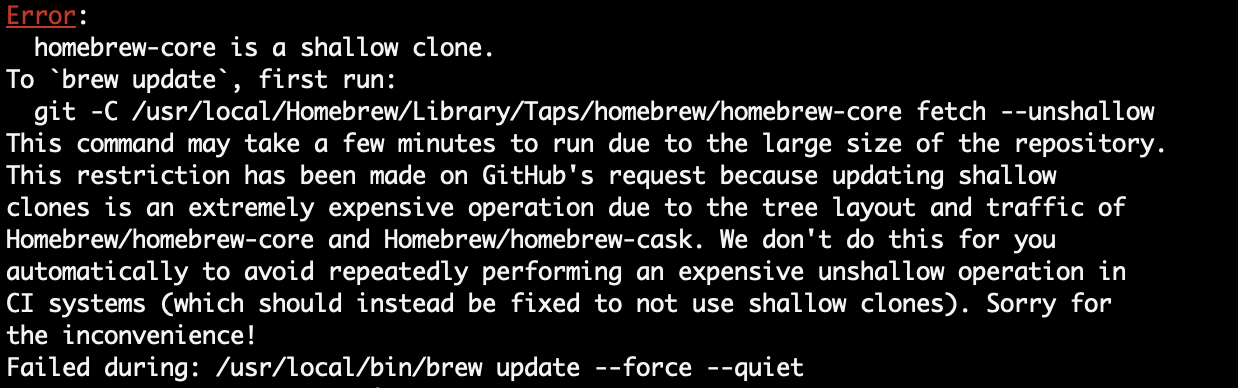 MacOS Homebrew update error